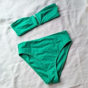 COS Green Halterneck Bandeau Bikini Top and Bikini Bottom Swim Set, size 6
